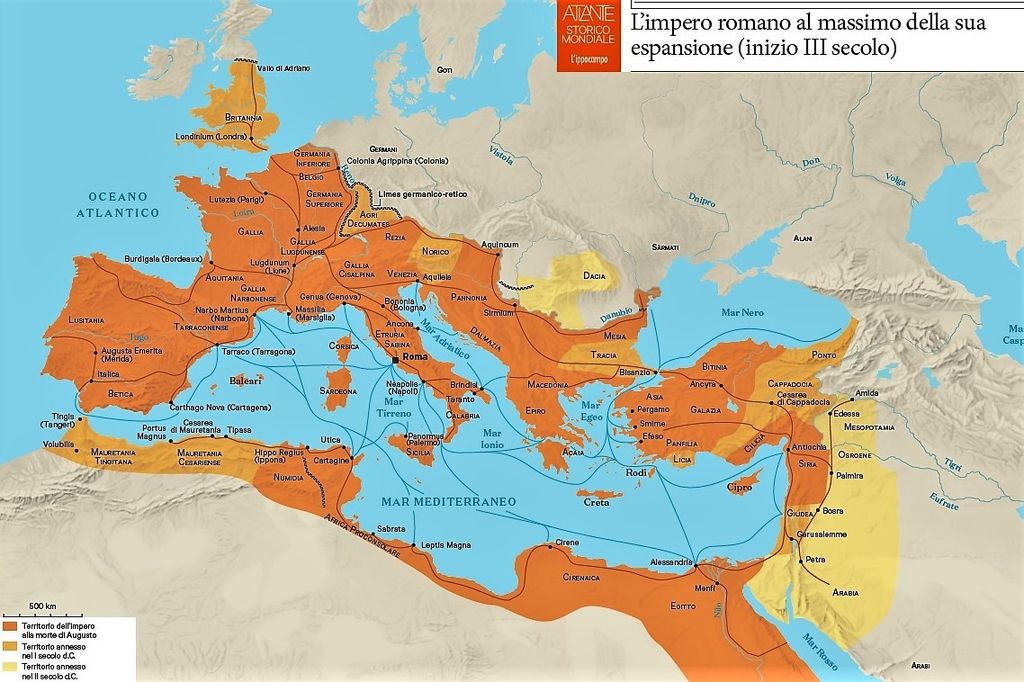 Mappa: impero Romano al massimo della sua espansione nel III secolo d.C.