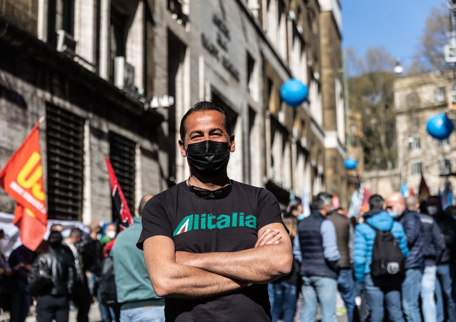 Alitalia, i sindacati manifestano davanti al Ministero dello Sviluppo Economico per chiedere il rilancio della compagnia aerea&nbsp;