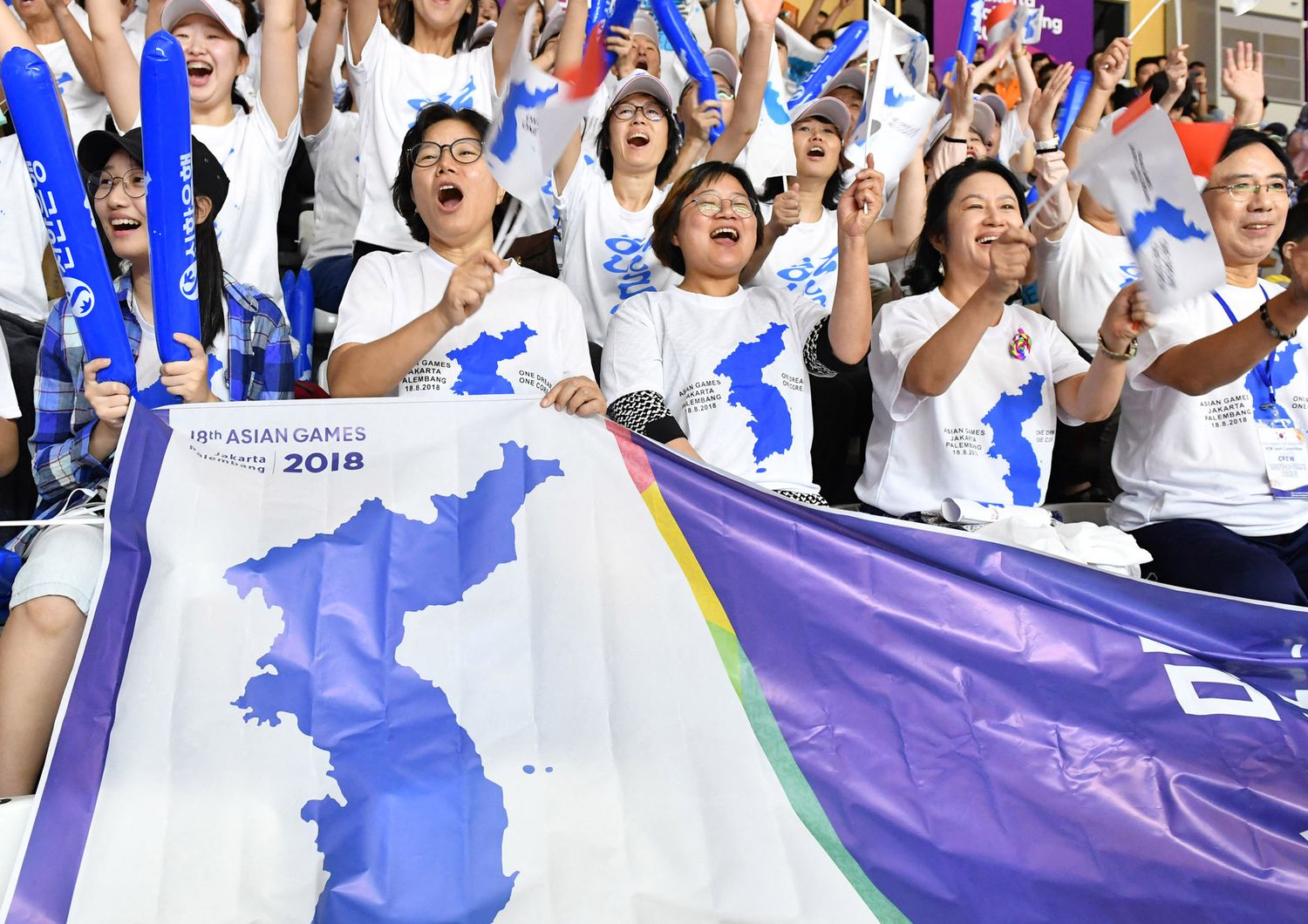 &nbsp;Tifose della nazionale di basket femminile unificata della Corea ai Giochi asiatici del 2018, a Giacarta