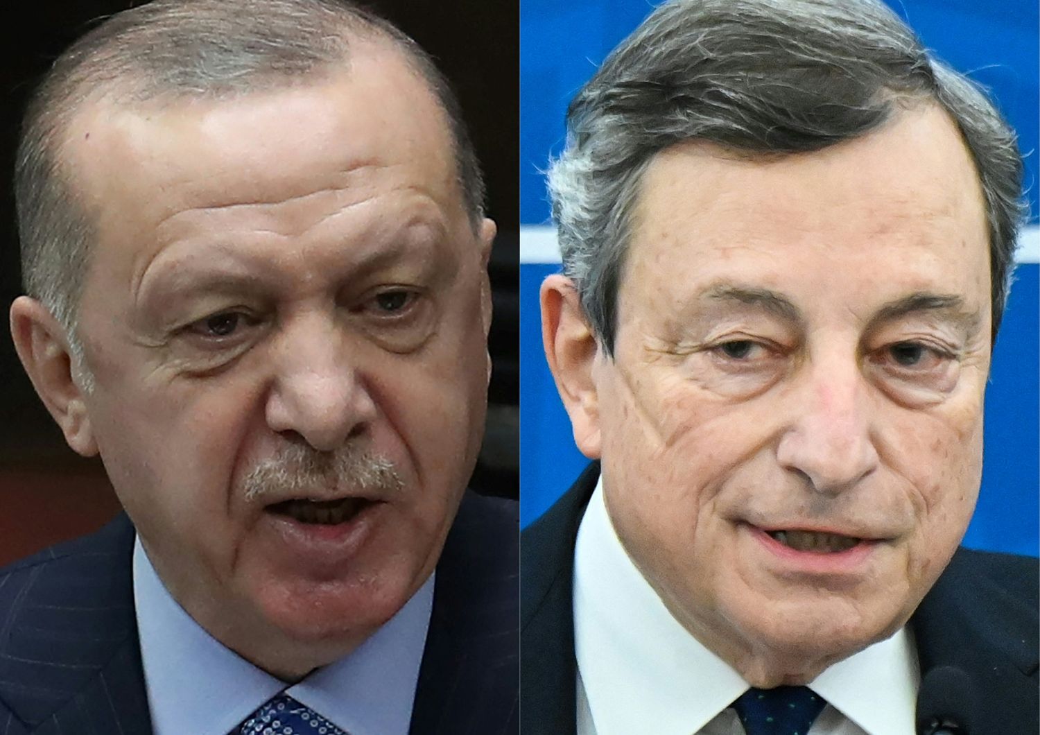 Il presidente turco, Erdogan, e il premier italiano, Mario Draghi