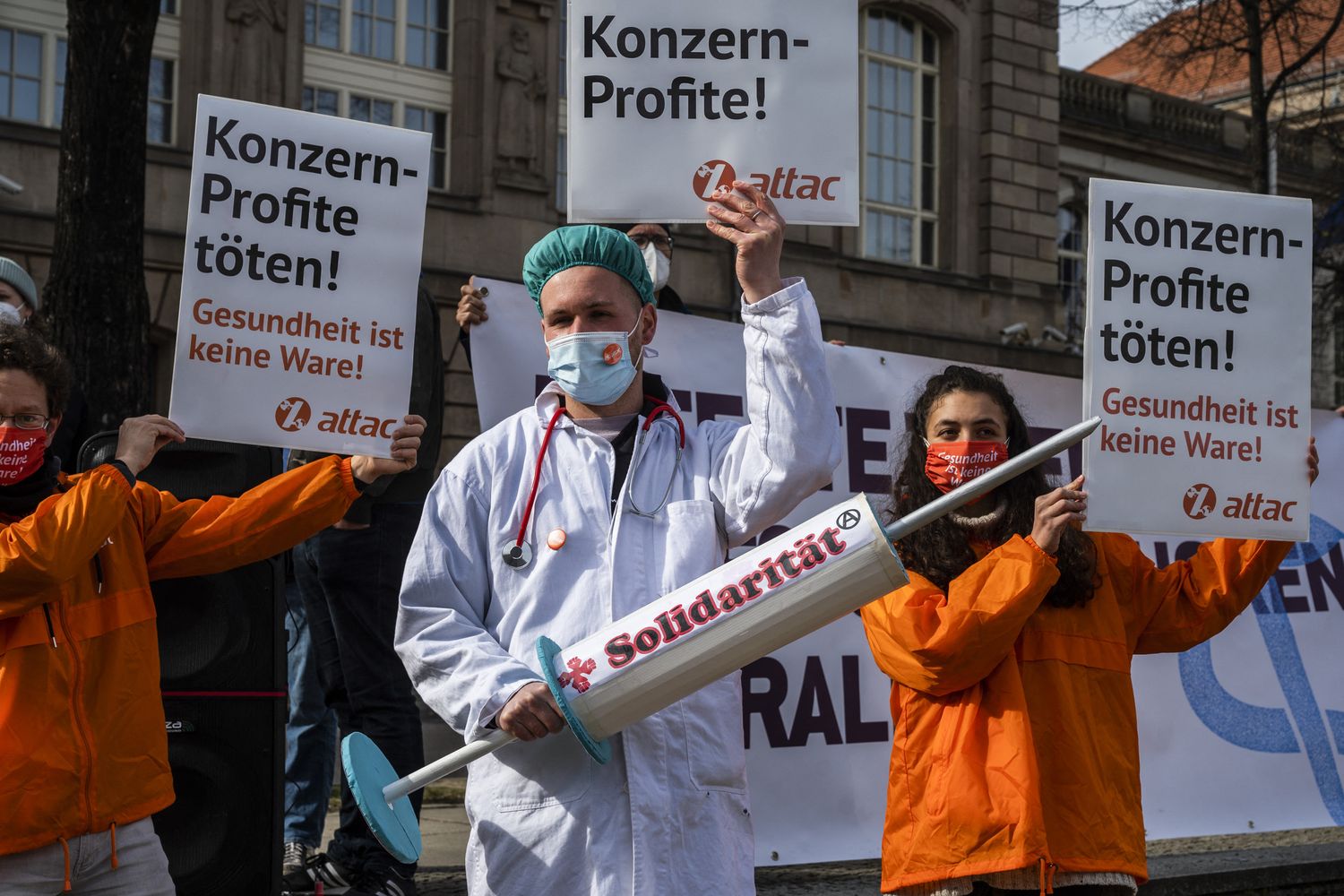 &nbsp;Manifestazione per la sospensione dei brevetti sui vaccini a Berlino