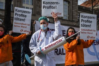 &nbsp;Manifestazione per la sospensione dei brevetti sui vaccini a Berlino