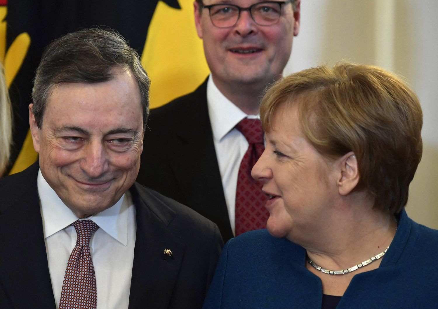 Mario Draghi con Angela Merkel&nbsp;