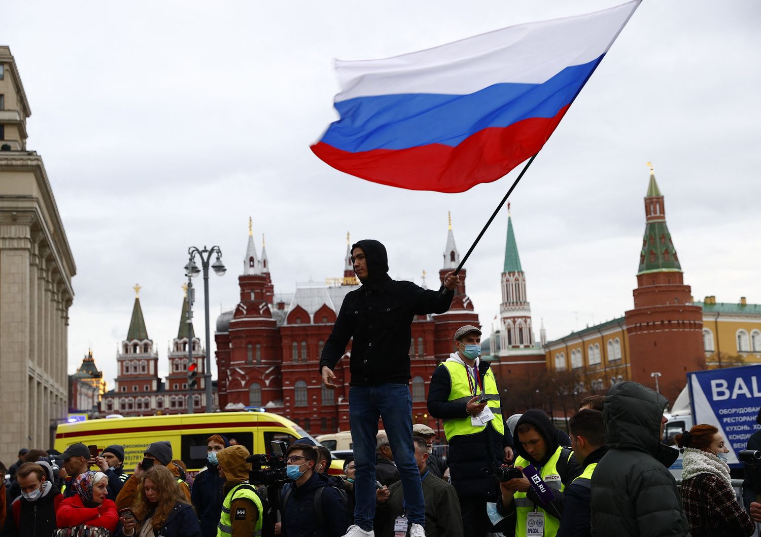 manifestanti a Mosca in sostegno dell'oppositore Alexei Navalny&nbsp;