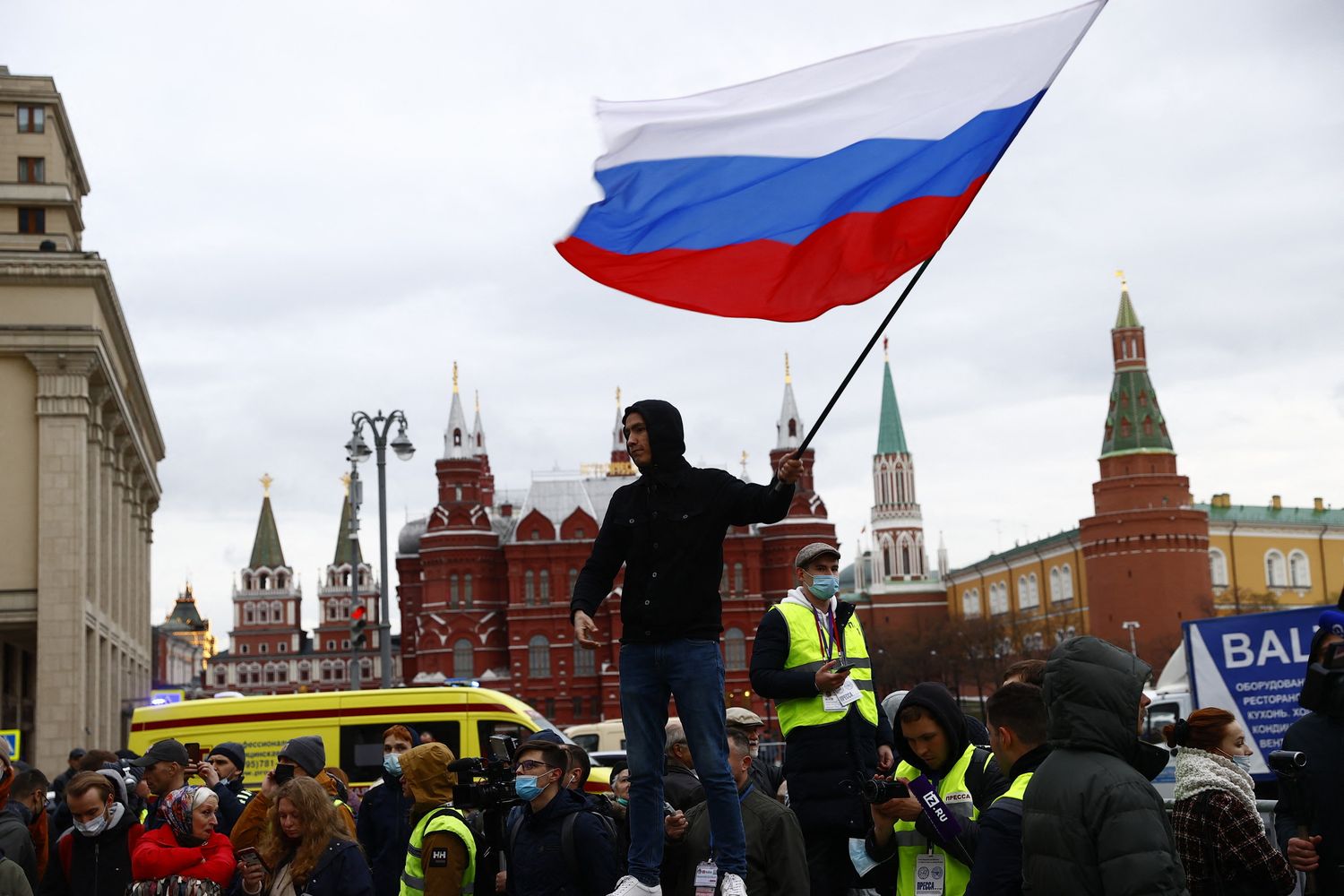 manifestanti a Mosca in sostegno dell'oppositore Alexei Navalny&nbsp;