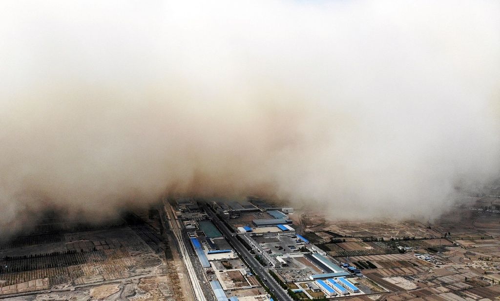 L'area di Zhangye colpita dalla tempesta di sabbia