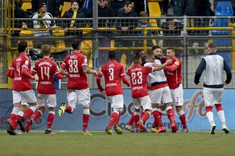 Esultanza dei giocatori del Perugia