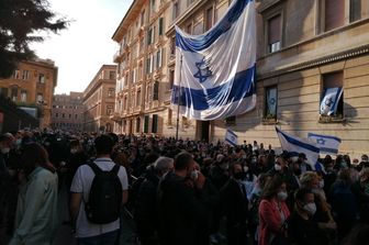 La manifestazione a Portico d'Ottavia, Roma