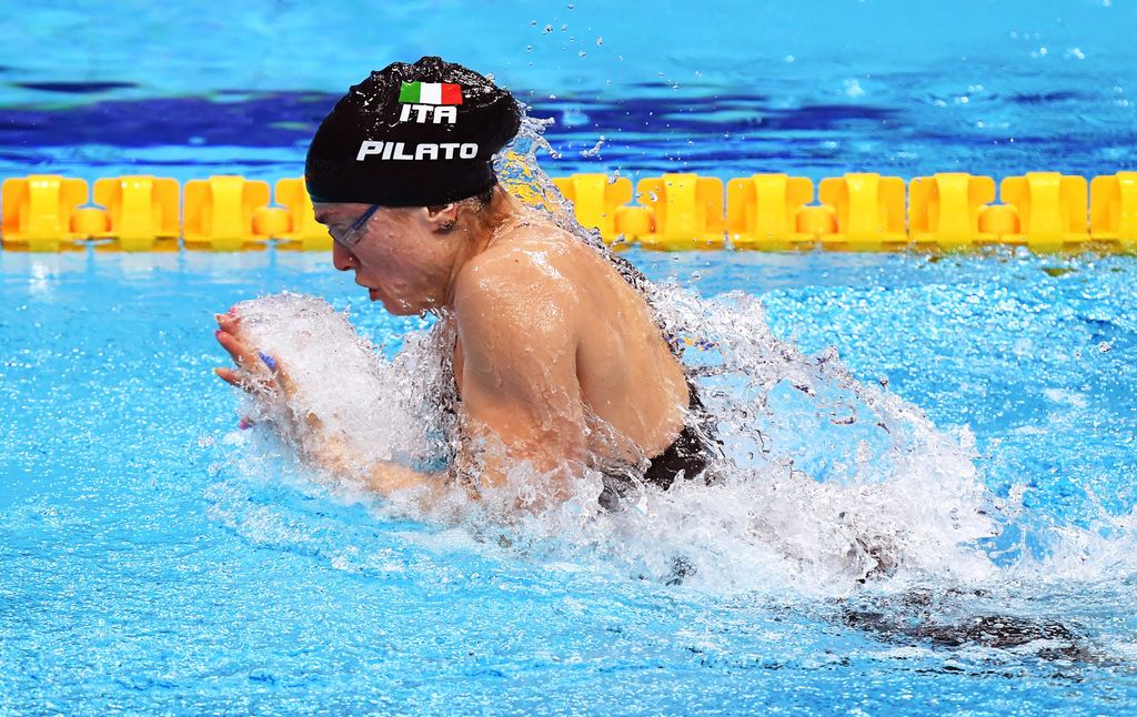 Europei di nuoto: un'altra immagine di Francesca Pilato nella gara che le &egrave; valsa il record mondiale dei 50 rana