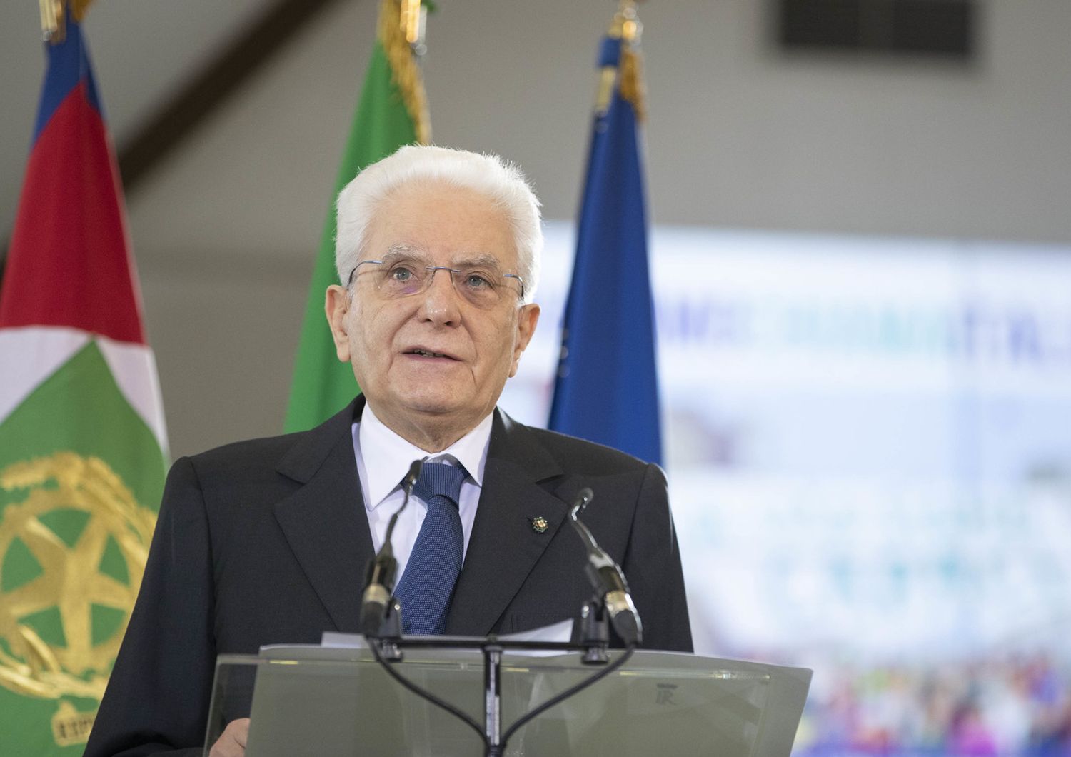 Il Presidente Sergio Mattarella nell'Aula Bunker del carcere dell&rsquo;Ucciardone a Palermo