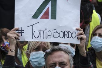 Una protesta dei lavoratori di Alitalia