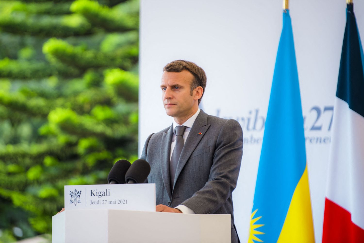 Il presidente francese, Emmanuel Macron, visita il Rwuanda