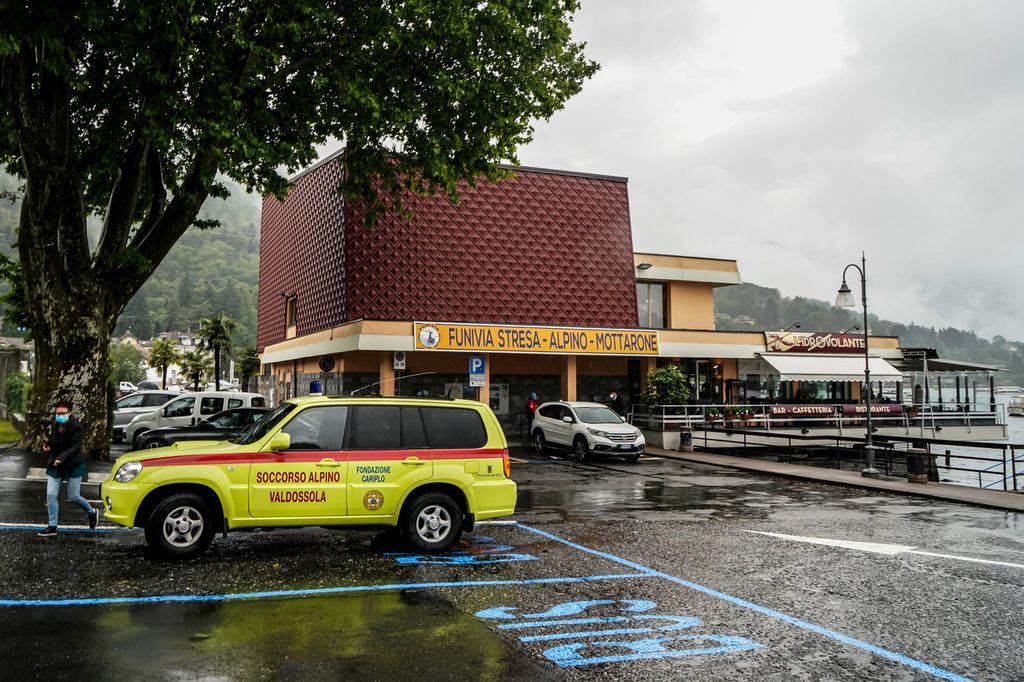 La stazione di partenza della funivia del Mottarone