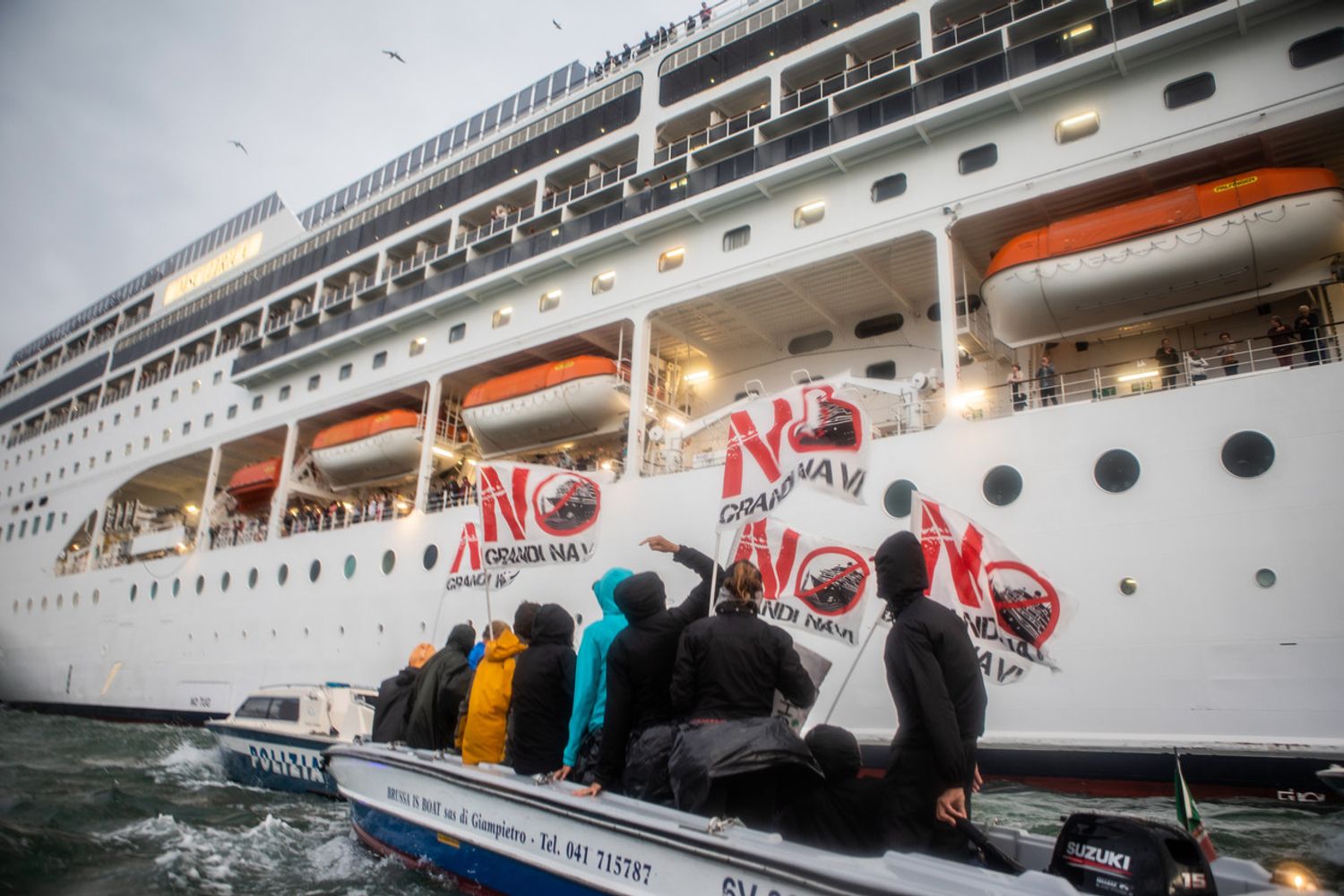 La protesta del 2019 per il passaggio delle grandi navi nella Laguna di Venezia