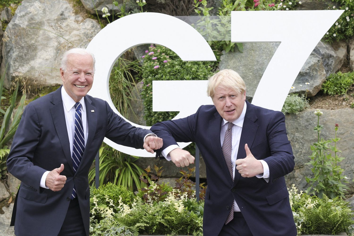 Joe Biden e Boris Johnson durante il G7 in Cornovaglia