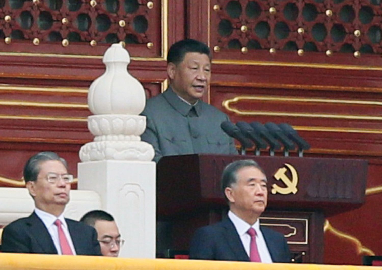 Xi Jinping durante il discorso in piazza Tienanmen