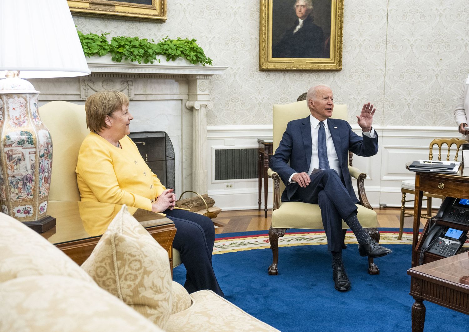 Afp - Joe Biden e Angela Merkel. Washington, 15 luglio 2021