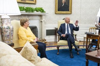 Afp - Joe Biden e Angela Merkel. Washington, 15 luglio 2021