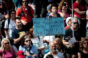 Manifestazione no vax a Roma