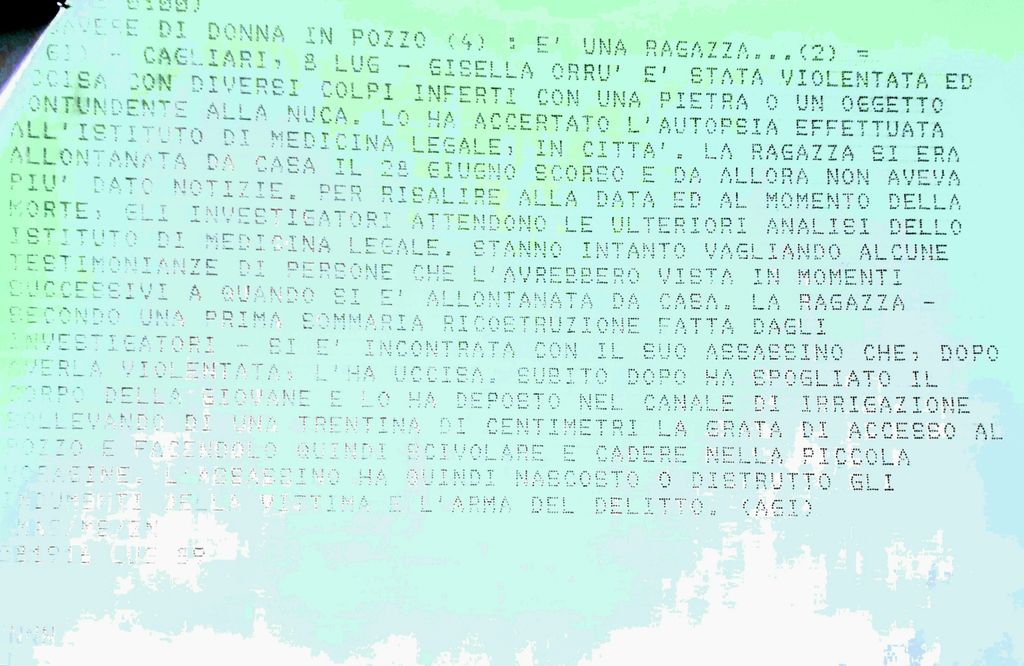 Lancio AGI dell'8 luglio 1989 sul ritrovamento del corpo di Gisella