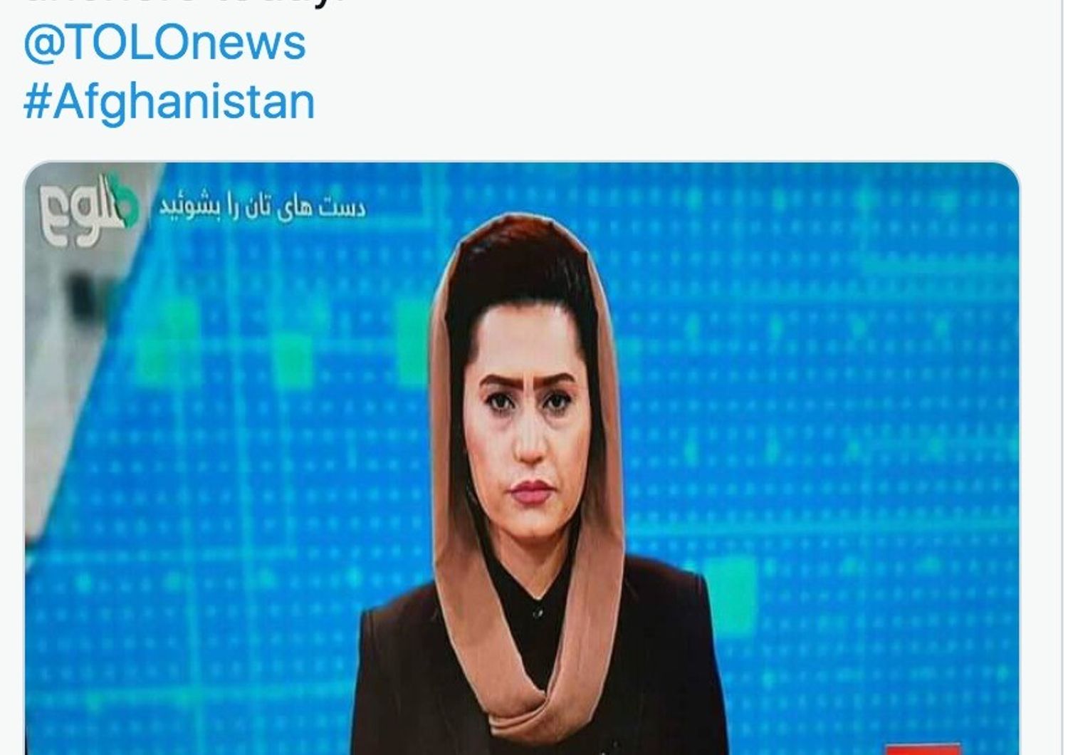 &nbsp;Una presentatrice afghana su ToloNews