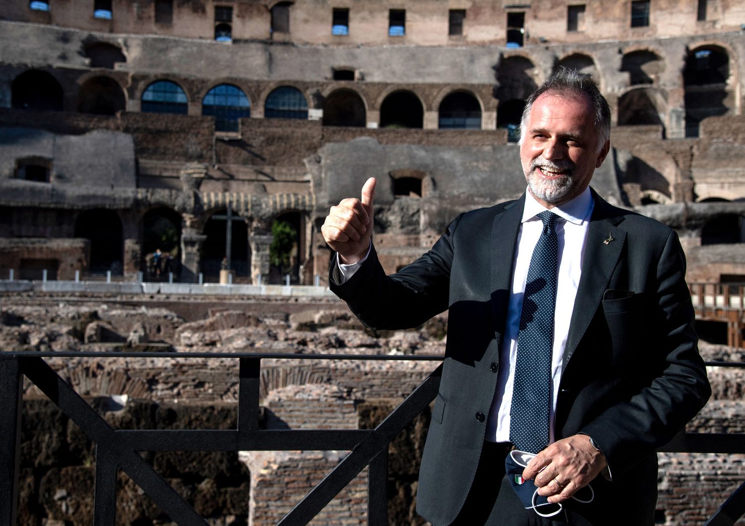 Il ministro del Turismo, Massimo Garavaglia, al Colosseo