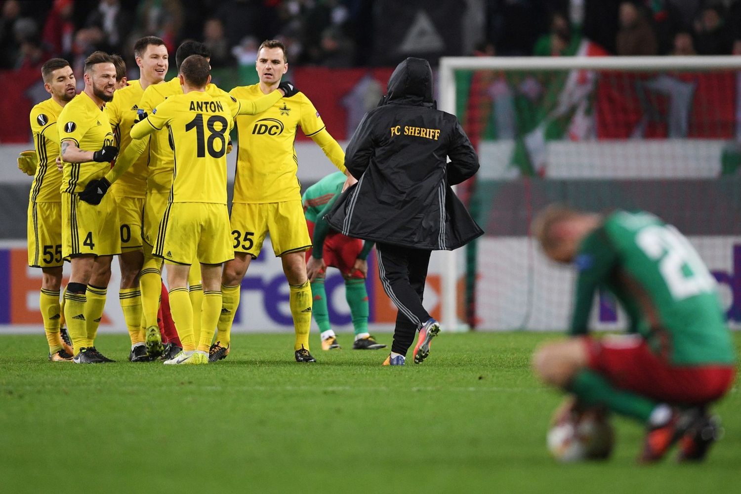 L'esultanza dei giocatori dello Sheriff Tiraspol&nbsp;