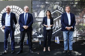 I candidati a sindaco di Roma Enrico Michetti, Roberto Gualtieri, Virginia Raggi e Carlo Calenda