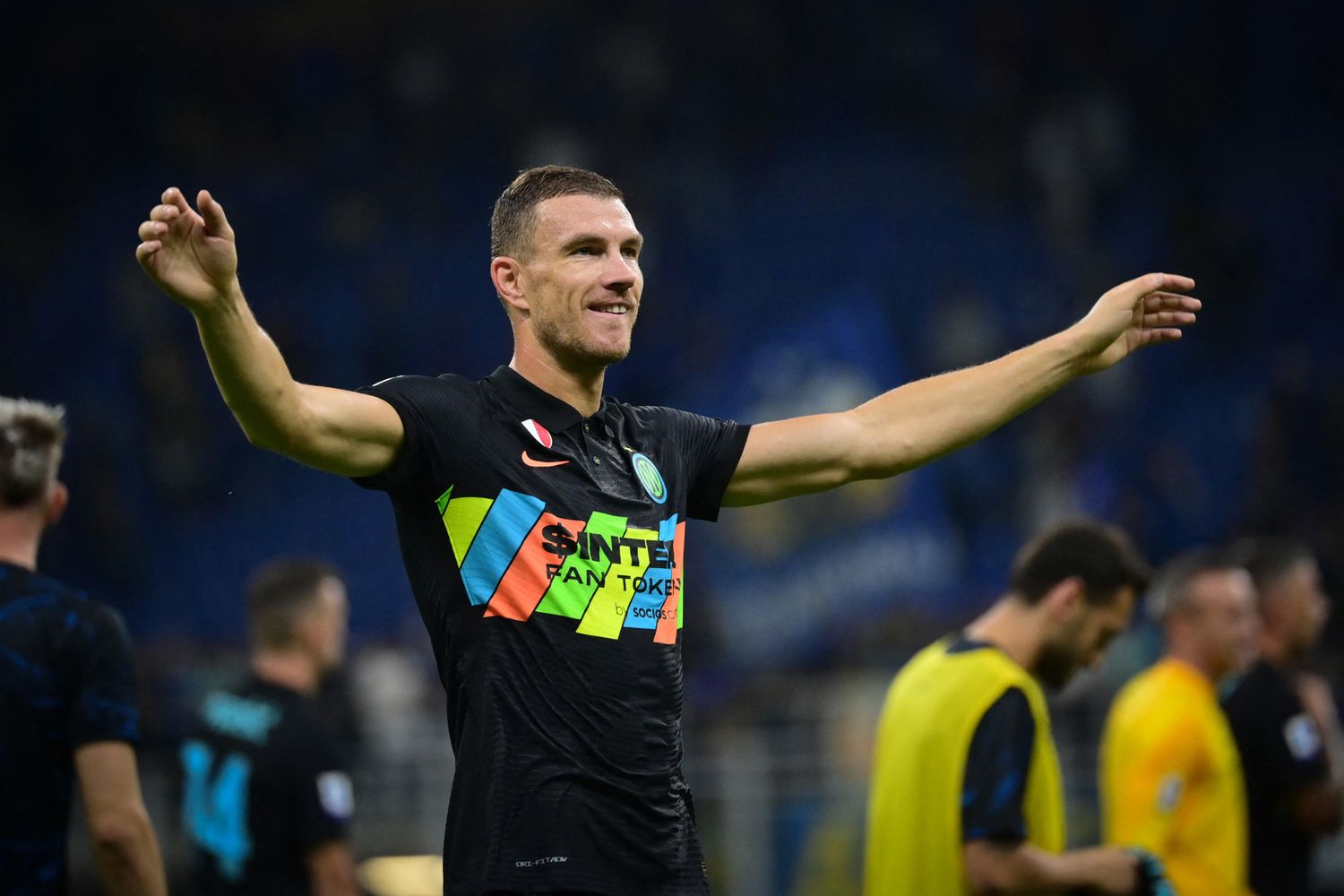 l'attaccante dell'Inter, Edin Dzeko al termine della partita contro il Bologna&nbsp;