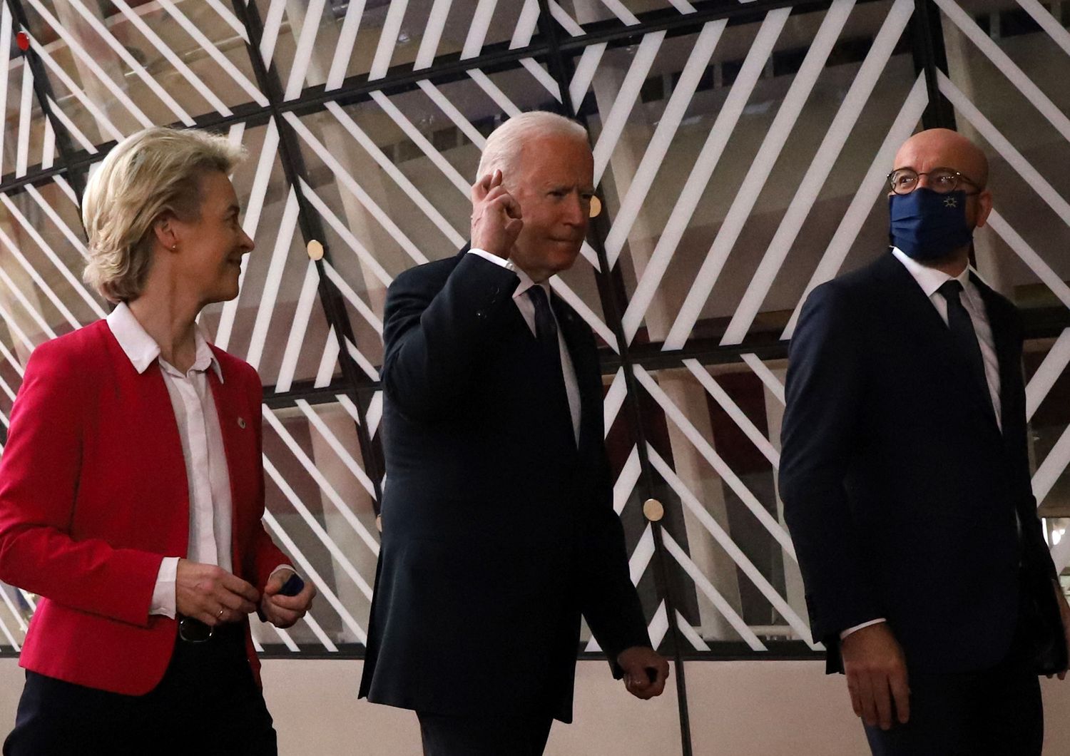 Ursula von der Leyen, Joe Biden e Charles Michel a Bruxelles