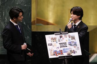 Due membri della band di K-pop Bts all'Assemblea generale delle Nazioni Unite