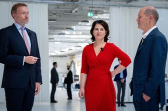 Christian Lindner, Annalena Baerbock e Olaf Scholz