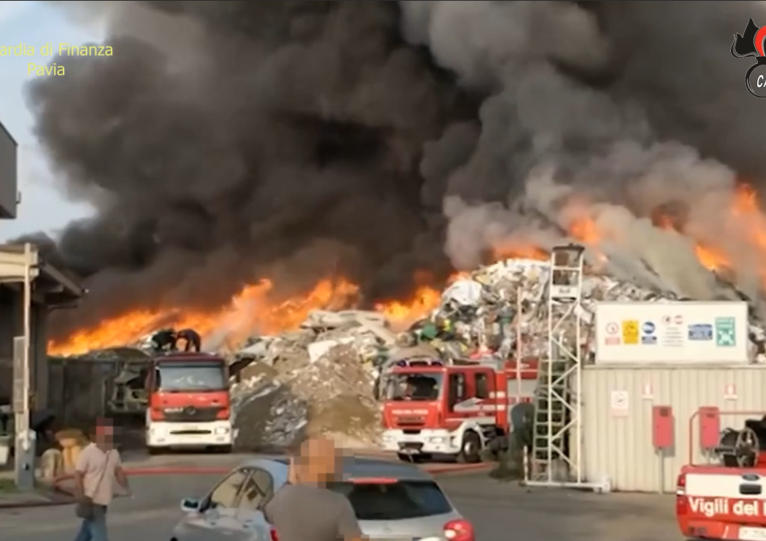 L'incendio all'impianto di rifiuti di Mortara&nbsp;