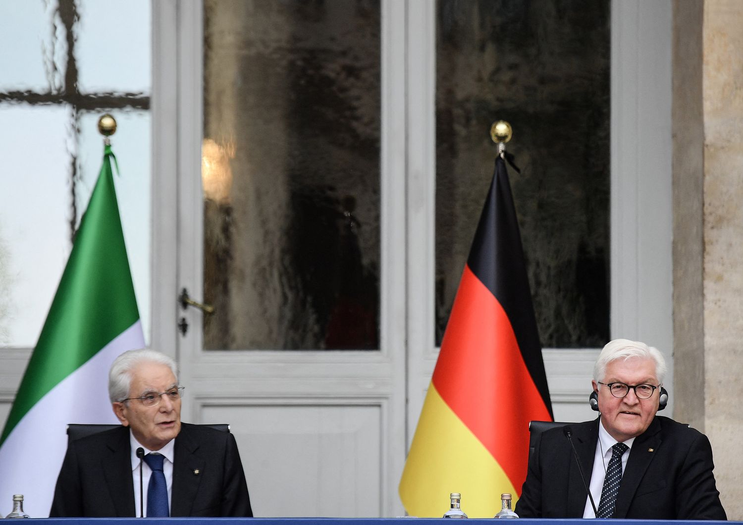 Sergio Mattarella e Frank-Walter Steinmeier nel corso dell'incontro al Quirinale&nbsp;