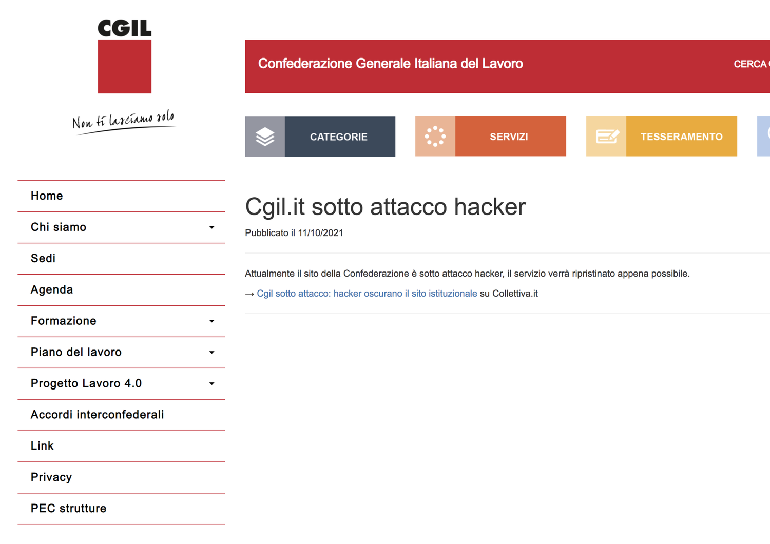 attacco hacker sito cgil&nbsp;denial of service attack