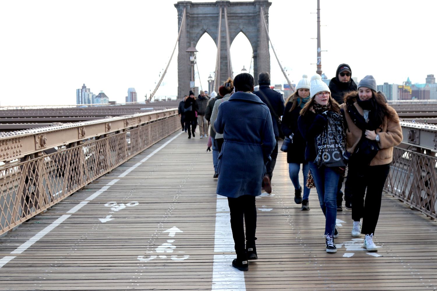 Pedoni sul Ponte di Brooklyn
