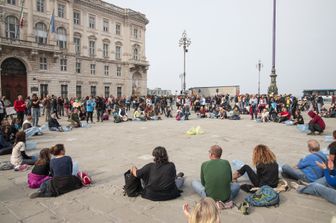 Una delle proteste in piazza Unit&agrave; d'Italia a Trieste&nbsp;