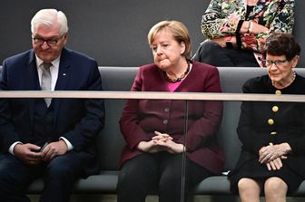 Frank-Walter Steinmeier e Angela Merkel&nbsp;