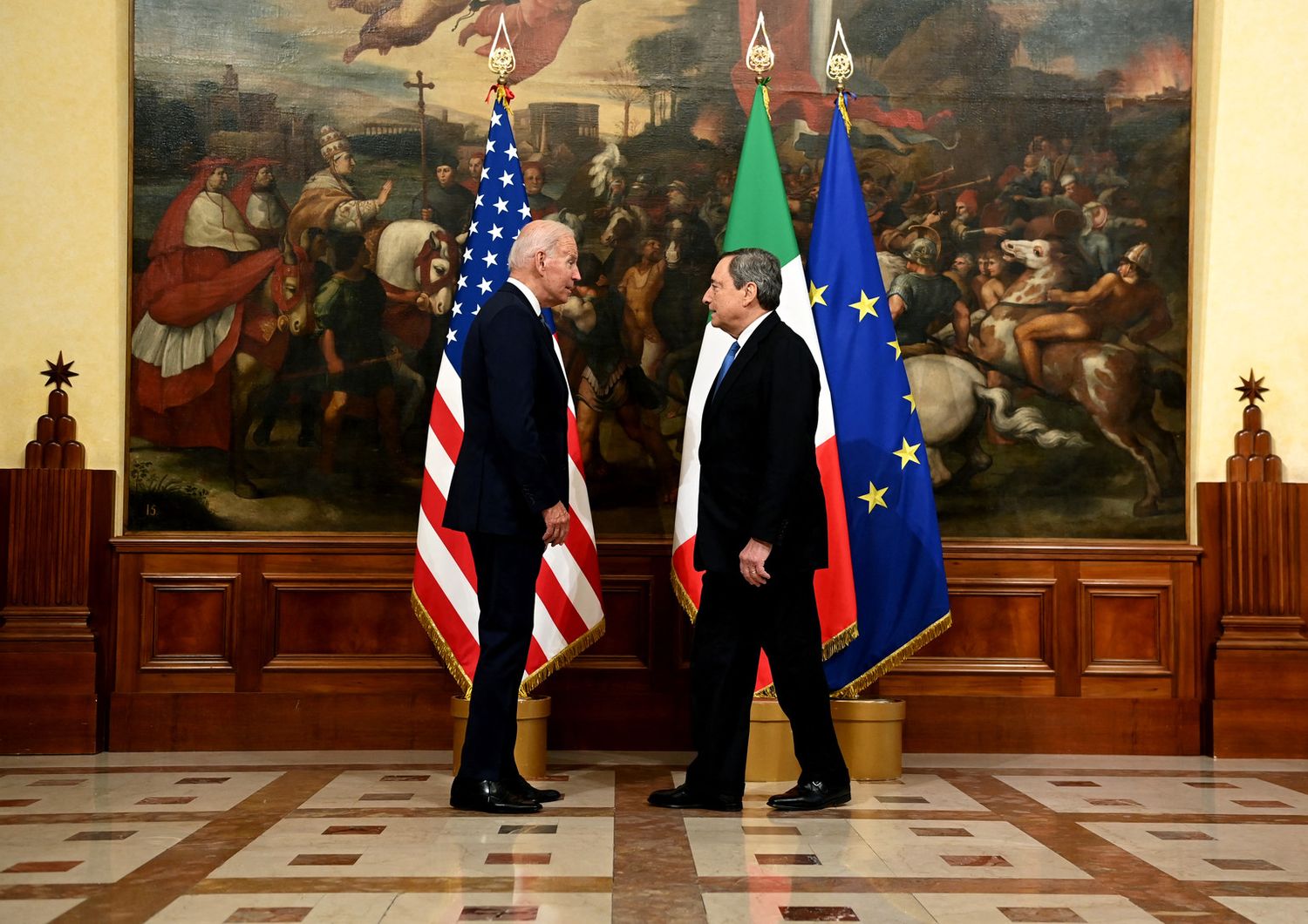Il presidente Usa, Joe Biden, e il premier italiano, Mario Draghi