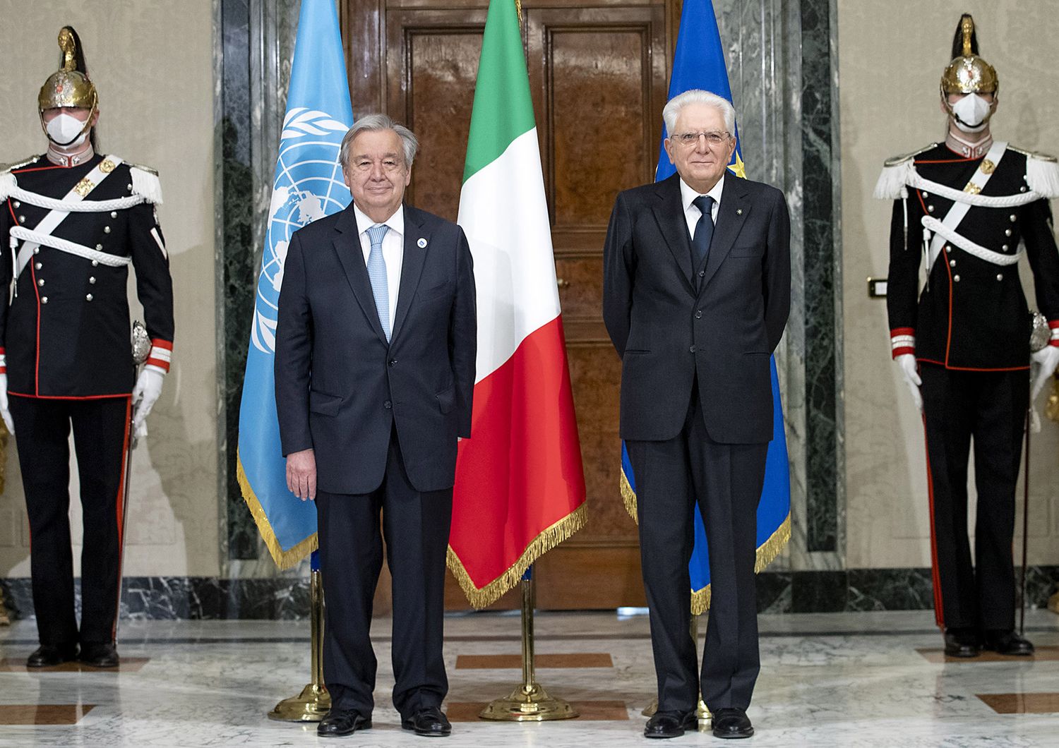 Il Presidente della Repubblica Sergio Mattarella con il Segretario generale dell'Onu Antonio Guterres