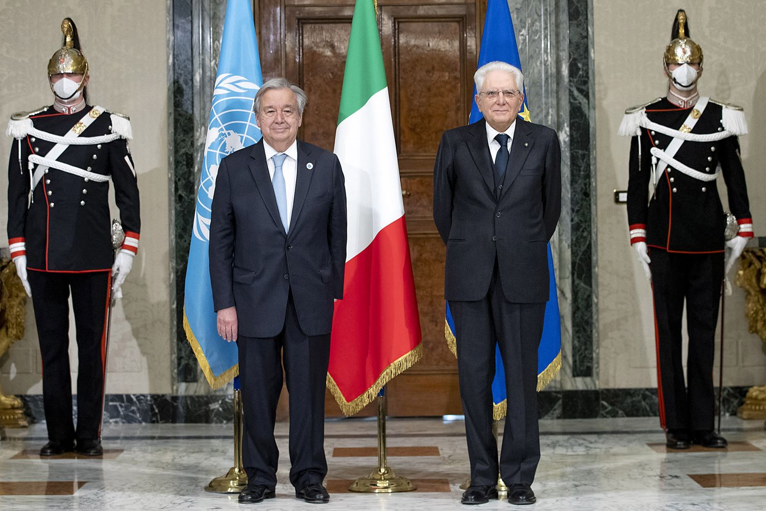 Il Presidente della Repubblica Sergio Mattarella con il Segretario generale dell'Onu Antonio Guterres