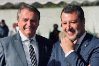 &nbsp;Il presidente brasiliano Jair Bolsonaro e Matteo Salvini a Pistoia