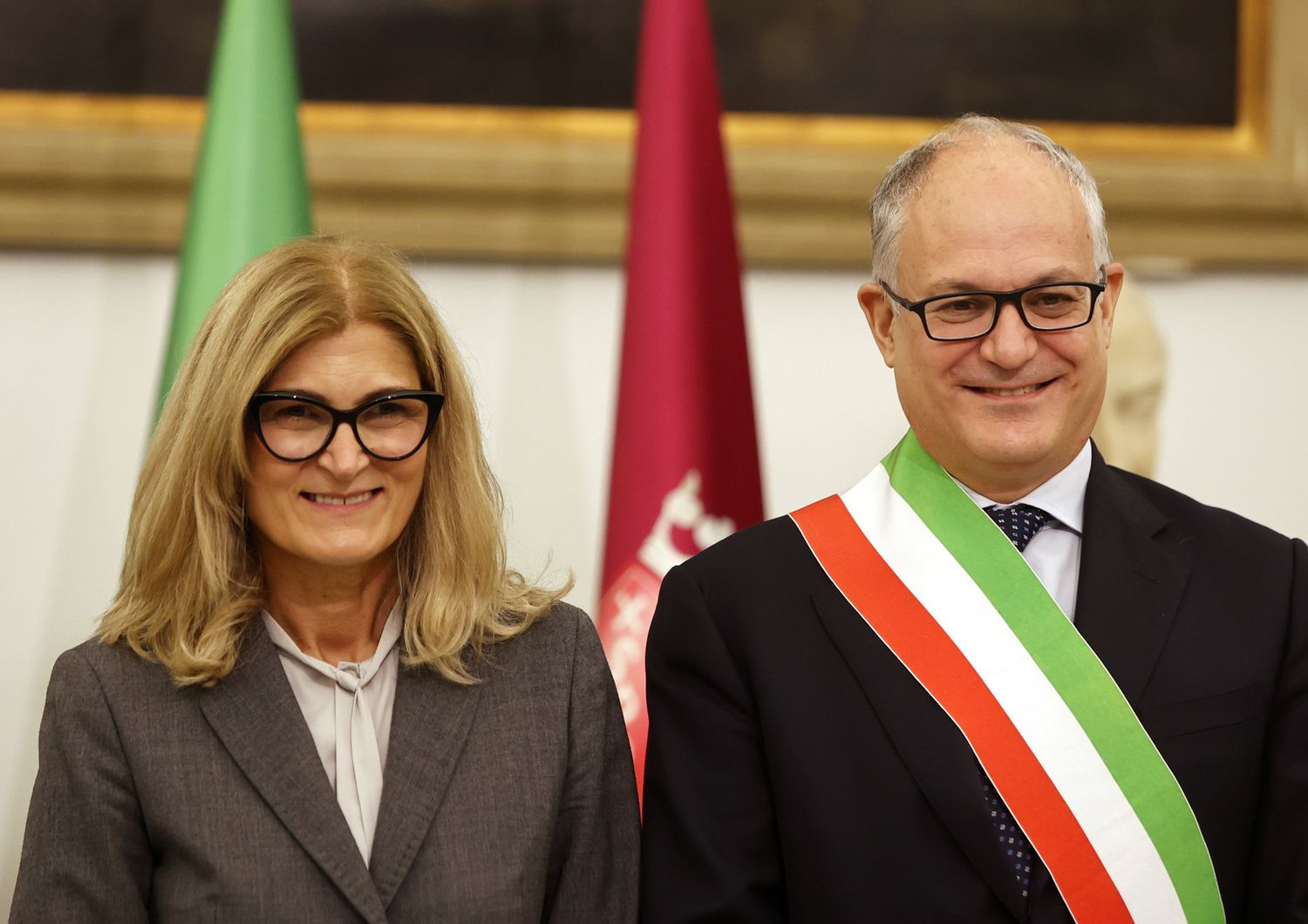 Il sindaco di Roma Roberto Gualtieri con la vicesindaco Silvia Scozzese