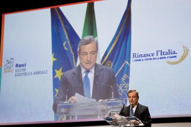 Il premier Mario Draghi a Parma per l'assemblea dell'Anci&nbsp;