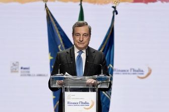 Il premier Mario Draghi all'assemblea dell'Anci a Parma&nbsp;