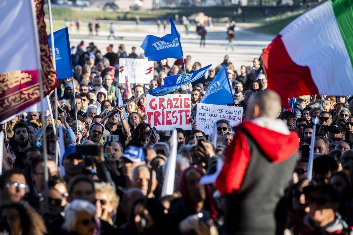 protesta contro il Green pass a Circo Massimo&nbsp;