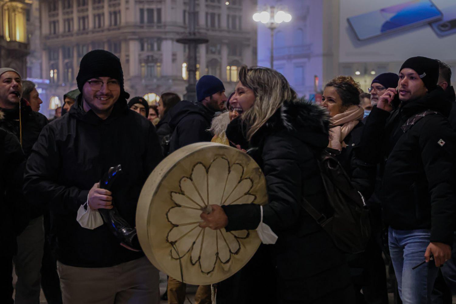 Una manifestazione no-green pass a Milano