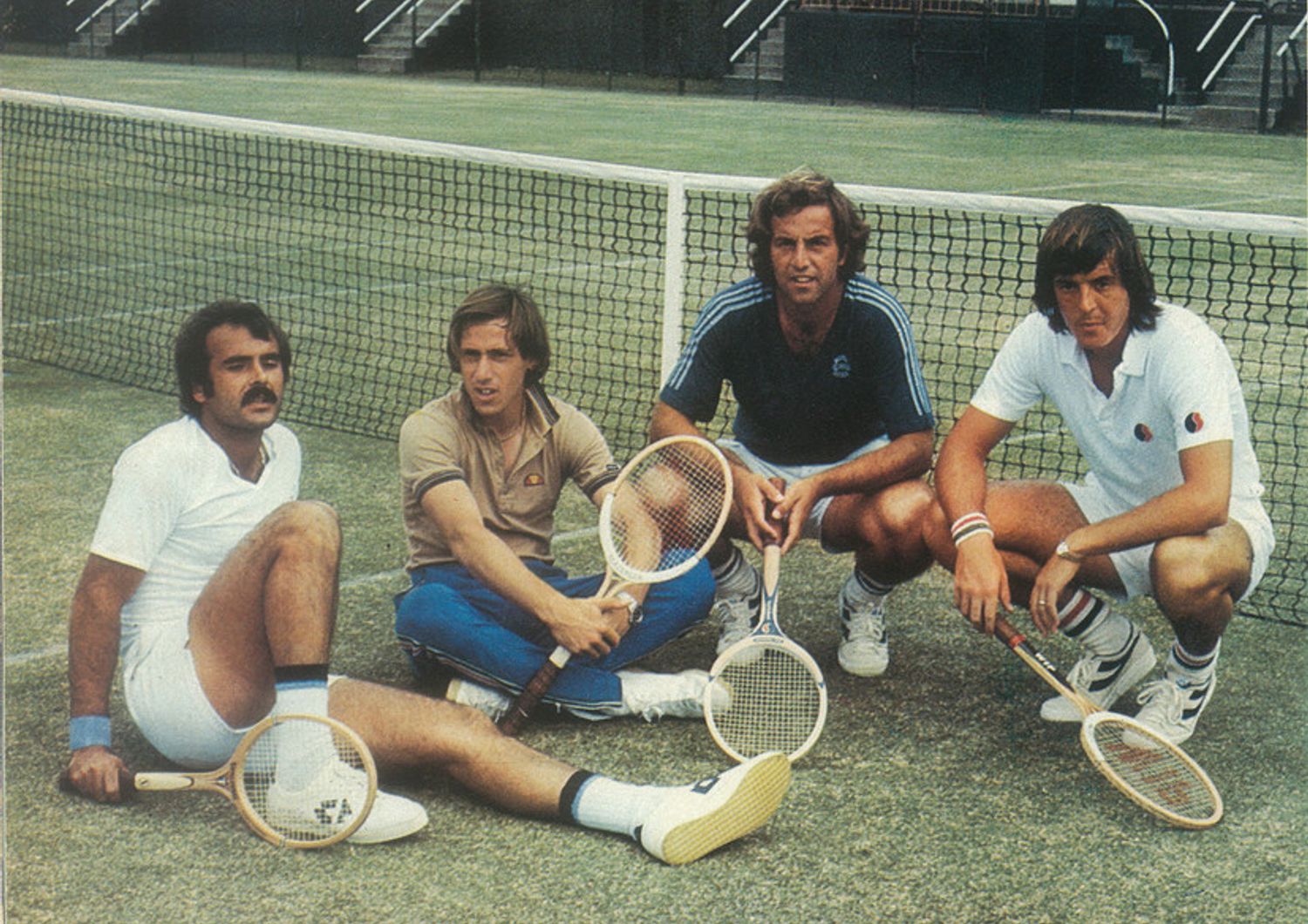 La squadra azzurra di Coppa Davis del 1976. Tonino Zugarelli, Corrado Barazzutti, Paolo Bertolucci e Adriano Panatta