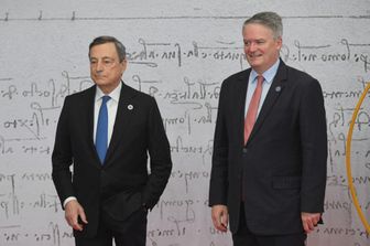 Il presidente del consiglio, Mario Draghi e il segretario generale dell'Ocse, Mathias Cormann