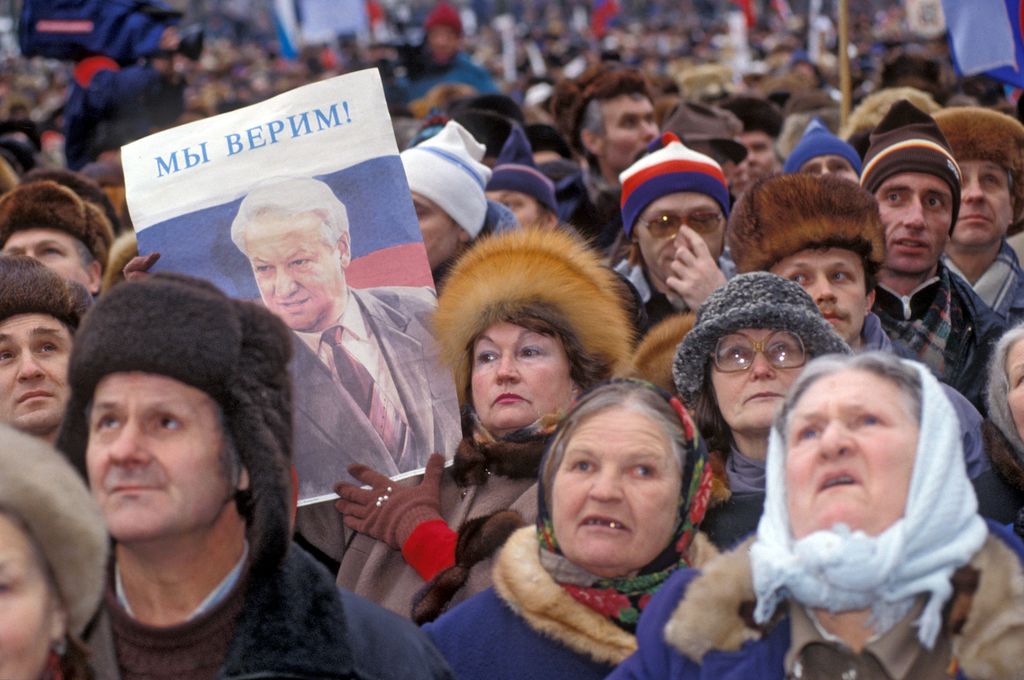 Manifestazione pro Eltsin a Mosca&nbsp;
